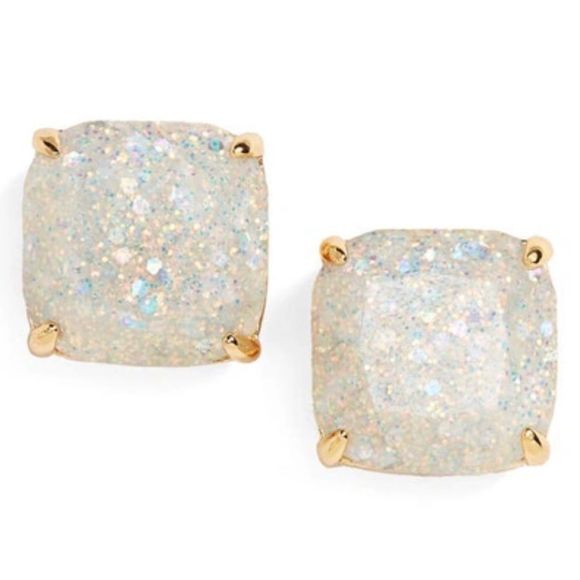 kate spade Accessories - Kate Spade Mini Small Square Stud Earrings - Opal Glitter - Gold tone